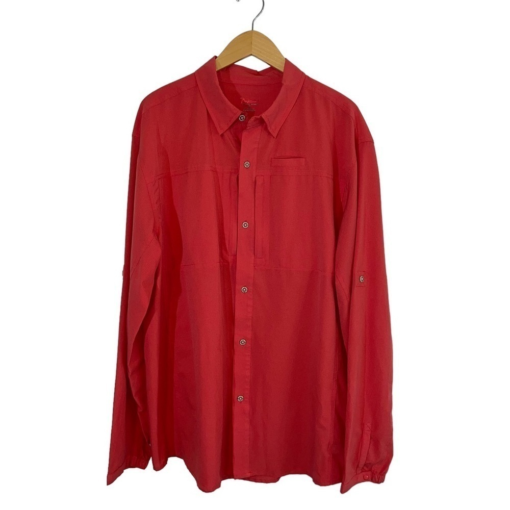 RAIL RIDERS Journeyman Adventure UPF Men’s‎  XL Coral Button Front Sun Shirt